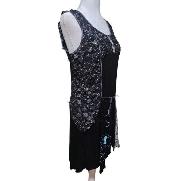 Forla Paris Patchwork Butterfly Asymmetrical Y2K Dress Size M Boho Whimsygoth - Picture 2 of 8